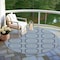 Homeroots 8' Navy Blue And Ivory Round Geometric Washable Indoor Outdoor Area Rug 610837 - alternate 3