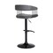 Armen Living Calista Adjustable Bar Stool in Gray Faux Leather with Black Metal LCCABABLKGRY - alternate 2