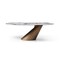 Homeroots 94" Gold Gray White and Bronze Ceramic and Steel Pedestal Base Oval Dining Table 718895 - alternate 2