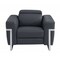 Homeroots 41" Dark Gray Italian Leather Power Recliner Chair 482246 - alternate 1