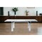 Homeroots 63" Clear and Silver Glass and Stainless Steel Self-Storing Leaf Dining Table 320769 - alternate 4