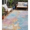 Homeroots 5' X 8' Teal Blue Gold And Pink Abstract Washable Indoor Outdoor Area Rug 618557 - alternate 1