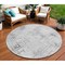 Homeroots 8' Gray Charcoal And Silver Round Geometric Washable Indoor Outdoor Area Rug 588270 - alternate 1
