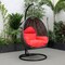 Leisuremod Charcoal Wicker Hanging Egg Swing Chair with Red Cushions ESCCH-40R - alternate 2