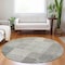Homeroots 8' Beige Ivory And Taupe Round Striped Washable Indoor Outdoor Area Rug 613153 - alternate 4