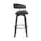 Armen Living Topanga 26in Swivel Black Wood Counter Stool in Black Faux Leather with Golden Bronze Metal LCTOBABLKBLK26 - alternate 4