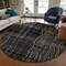 Homeroots 8' Black Ivory And Brown Round Striped Washable Indoor Outdoor Area Rug 597375 - alternate 3