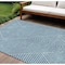Homeroots 9' X 12' Teal Blue And Ivory Geometric Washable Indoor Outdoor Area Rug 612146 - alternate 1