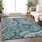 Homeroots 3' X 5' Teal Blue And Dark Green Floral Medallion Washable Indoor Outdoor Area Rug 603197 - alternate 4
