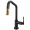 Brizo Litze Smarttouch Pull-Down Prep Faucet with Angle Spout, Knurled Handle Matte Black/Luxe Gold 64963LF-BLGL - alternate 1