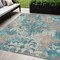 Homeroots 5' X 8' Teal Blue Ivory And Light Brown Damask Washable Indoor Outdoor Area Rug 596394 - alternate 1