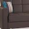 Homeroots 87" Brown Faux Leather Convertible Futon Sleeper Sofa And Toss Pillows With Storage 607089 - alternate 3
