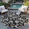 Homeroots 8' Black Beige And Ivory Round Floral Washable Indoor Outdoor Area Rug 597802 - alternate 2