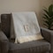 Homeroots 55" X 70" Gray White Herringbone Cotton Blend E Initial Throw Blanket with Tassels Embroidery 655528 - alternate 2