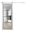 Sartodoors Sturdy Barn Door Clear Tempered Glass, Lucia 2466 White Silk and Aluminum Strips, 6.6FT Silver Rai LUCIA2466BD-S-WS-36 x 96 - alternate 1