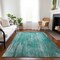 Homeroots 10' X 14' Teal Blue Aqua And Gray Striped Washable Indoor Outdoor Area Rug 577270 - alternate 4