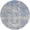 Homeroots 8' Blue And Denim Blue Round Floral Washable Indoor Outdoor Area Rug 609530 - alternate 3