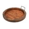 Homeroots 15in Gray And Natural Solid Wood Handmade Round Serving Tray With Handles 724233 - alternate 3