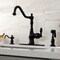 Kingston Brass Single-Handle Kitchen Faucet with Brass Side Sprayer, Matte Black GSY7700ACLBS - alternate 3