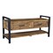 Homeroots 46in Natural and Black Metal Distressed Solid Wood Storage Bench with Drawers 488865 - alternate 1