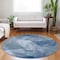Homeroots 8' Blue And Gray Round Geometric Washable Indoor Outdoor Area Rug 602835 - alternate 2