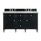 James Martin Vanities Lorelai 60'' D Vanity, Black Onyx w/ Jasmine Pearl Silestone Top w/FreePower Wireless Charger 424-V60D-BKO-FEJP - alternate 1