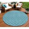 Homeroots 8' Teal Blue And Ivory Round Geometric Washable Indoor Outdoor Area Rug 596209 - alternate 1