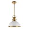 Jonathan Y Homer 13" 1-Light Modern Industrial Metal LED Dome Pendant, Brass Gold/White JYL9536D - alternate 1
