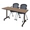 Regency Kobe Mobile T-Base Training Table W/ 2 Stack Chairs, 66 in W, 24 in L, Noble Oak MKTRCC6624NO23BK - alternate 1