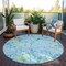 Homeroots 8' Sky Blue Green And Ivory Round Striped Washable Indoor Outdoor Area Rug 600926 - alternate 3