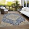 Homeroots 9' X 12' Navy Blue Beige And Brown Oriental Washable Indoor Outdoor Area Rug 605257 - alternate 2