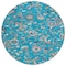 Homeroots 8' Teal Blue Ivory And Pink Round Floral Washable Indoor Outdoor Area Rug 597850 - alternate 3