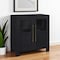 Homeroots 32" Black Wood And Glass Accent Cabinet With Two Doors 546163 - alternate 2