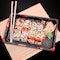Ecoquality 6.5x5.5 Inch Black Sushi Trays with Lid, For Desserts, Appetizers and Takeout, 400PK EQSUST008-400 - alternate 3