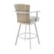 Armen Living Hazel Outdoor Patio Swivel Counter Stool in Aluminum with Teak Wood and Argent Gray Cushion LCHABALGRY26 - alternate 3
