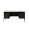 Hirsh Double Pedestal File Desk W/ Round Corner T-Mold Top, 30 in D X 29.5 in H, 60 in W X Black / Maple 25054 - alternate 2