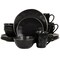 Elama Modern 16 Piece Stoneware Dinnerware Set in Matte Black with Gold Rim ELM-GEORGE16 - alternate 1
