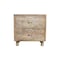 Homeroots 24" Natural Two Drawer Distressed Carved Floral Solid Wood Nightstand 555403 - alternate 1