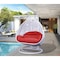 Leisuremod White Wicker Hanging 2 person Egg Swing Chair with Red Cushions ESCW-57R - alternate 2