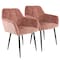 Elama 2 Piece Velvet Tufted Accent Chairs in Pink with Black Metal Legs ELM-214A-PINK - alternate 1