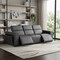 Homeroots 104" Dark Gray Top Grain Leather Reclining Metal USB Sofa 720388 - alternate 2