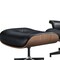 Homeroots 27" Black and Light Brown Tufted Genuine Leather Swivel Lounge Chair With Ottoman 636224 - alternate 2