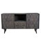 Homeroots 55in Dark Gray Carved Geometric Distressed Solid Wood Enclosed and Open Storage TV Stand 489509 - alternate 1