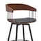 Armen Living Athena 27in Swivel Walnut Wood Counter Stool in Black Faux Leather with Black Metal LCATBAWABLK26 - alternate 2