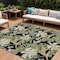 Homeroots 8' X 10' Black Beige And Fern Green Botanical Leaves Washable Indoor Outdoor Area Rug 618391 - alternate 1