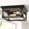 Jonathan Y Cheshire 13" 2-Light Iron Rustic Farmhouse LED Flush Mount, Brown/Black JYL7480A - alternate 4