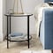 Homeroots 22" Black And Clear Glass And Steel Round End Table With Shelf 544216 - alternate 3