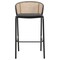 Leisuremod Ervilla Wicker Bar Stool with Fabric Seat and Black Powder Coated Steel Frame, Black, 2PK EBBL-31BL2 - alternate 3