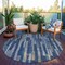 Homeroots 8' Navy Blue And Denim Blue Round Striped Washable Indoor Outdoor Area Rug 608954 - alternate 2