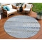 Homeroots 8' Denim Blue Gray And Ivory Round Floral Washable Indoor Outdoor Area Rug 617496 - alternate 1
